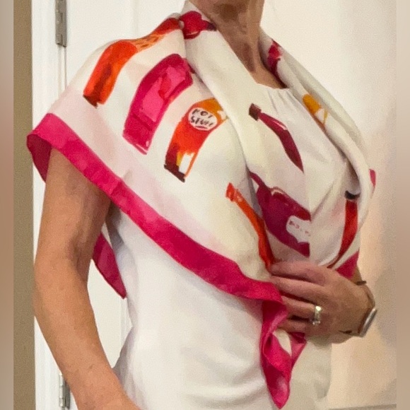 Kate Spade 100% silk scarf! Beautiful and colorful 34” x 34” EUC - Picture 2 of 16